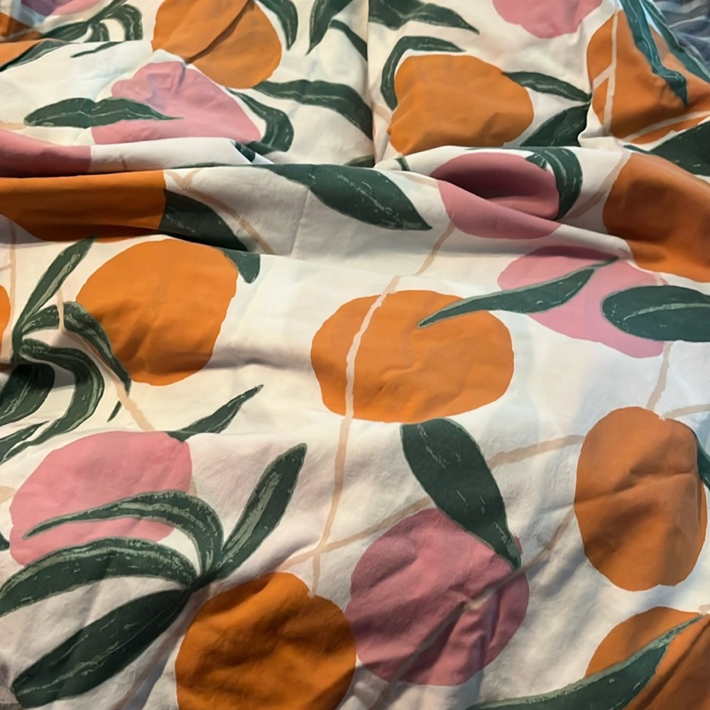 Urban outfitters duvet set, with pillow case and storage tote.